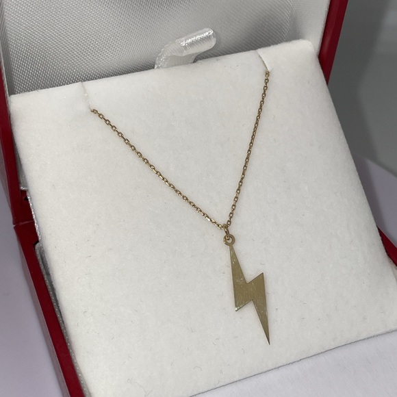 Solid Stamped 10K Yellow Gold Lightning Pendant Bolt Necklace (not 14K) Vintage - Picture 4 of 10